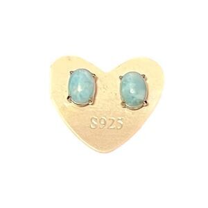 Genuine Larimar Sterling Silver Stud Earrings